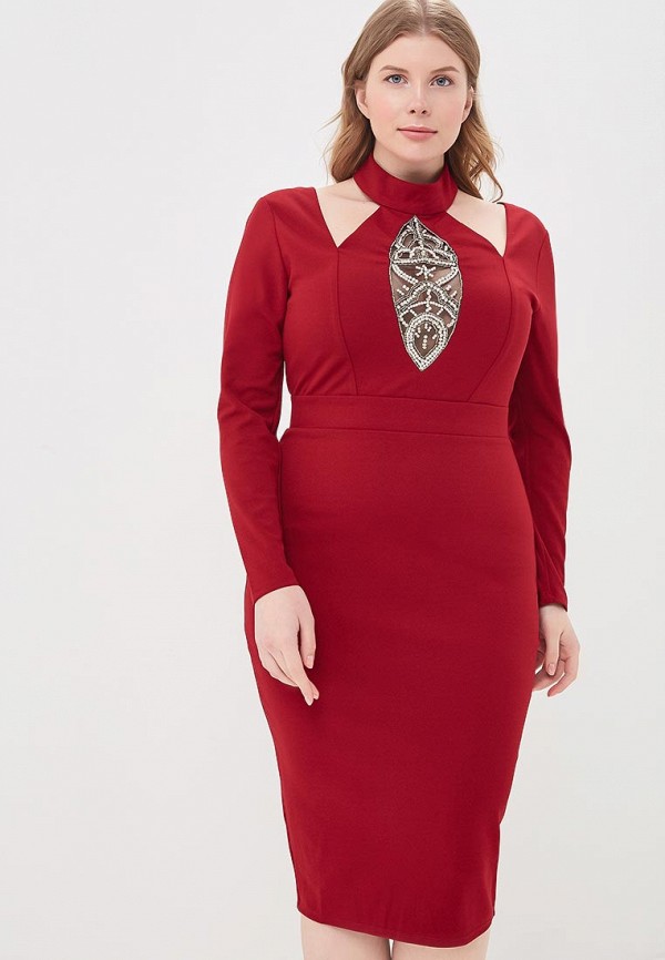 

Платье Goddiva Size Plus, Бордовый